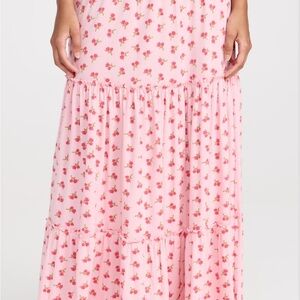 LoveShackFancy Pink Floral Maxi Skirt XS